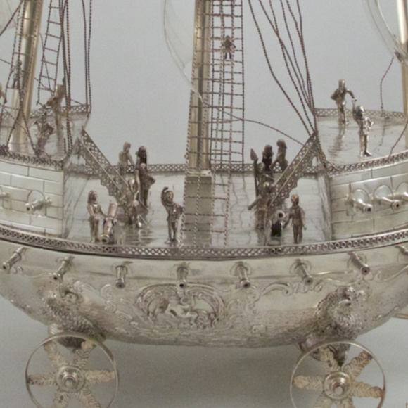 Sterling Silver British Man O War Sailing Vessel - Picture 3 of 4
